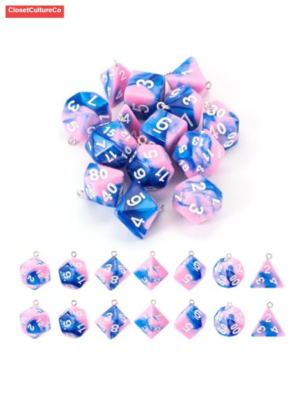 Resin Polyhedral Dice Charms Set for Jewelry Making DIY Crafts